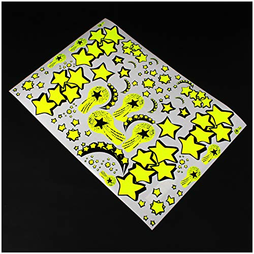 Finest Folia Sterne Sticker Set auf Din A4 Bogen Aufkleber selbstklebend Neon für DIY Scrapbooking Dekoration Geschenk Kinder (Neon Gelb, R088 Sterne V4) von Finest Folia