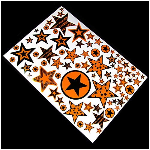 Finest Folia Sterne Sticker Set auf Din A4 Bogen Aufkleber selbstklebend Neon für DIY Scrapbooking Dekoration Geschenk Kinder (Neon Orange, R085 Sterne V1) von Finest Folia