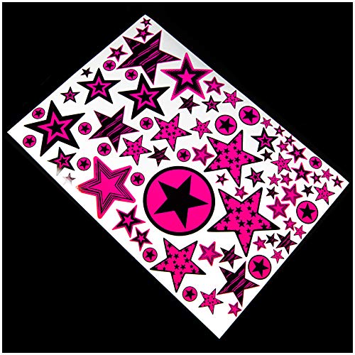 Finest Folia Sterne Sticker Set auf Din A4 Bogen Aufkleber selbstklebend Neon für DIY Scrapbooking Dekoration Geschenk Kinder (Neon Pink, R085 Sterne V1) von Finest Folia
