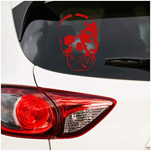 Finest Folia Totenkopf Aufkleber Sticker Auto Boot Motorrad Caravan Dekor K065 (Karminrot, 30cm x 21cm) von Finest Folia