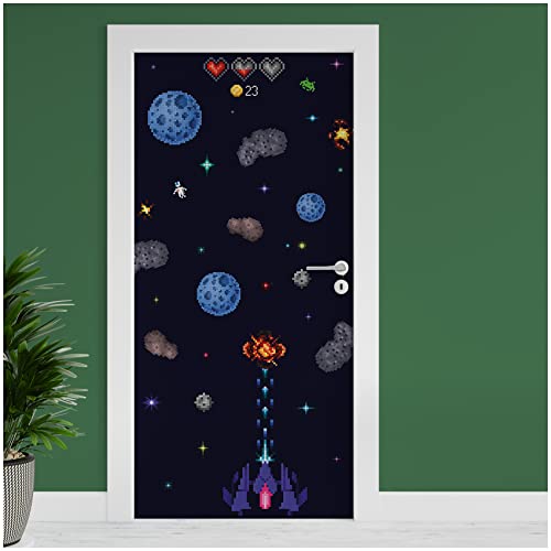 Finest Folia Türfolie 90x200 cm Türtapete Türposter Folie für Tür Wohnzimmer Kinderzimmer Küche Türaufkleber Bad Aufkleber selbstklebend TF03 (05 Space Game) von Finest Folia