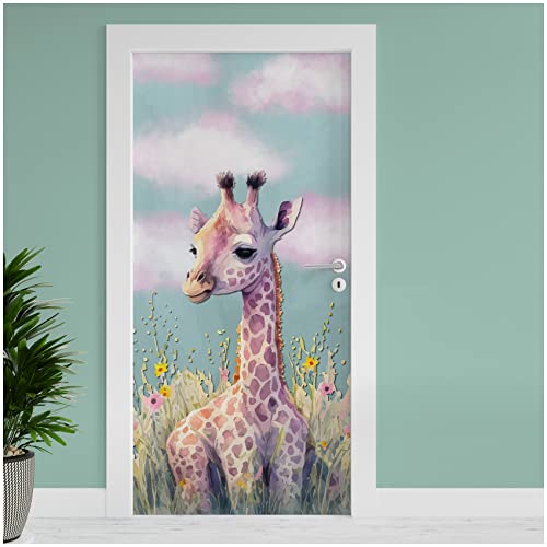 Finest Folia Türfolie 90x200 cm Türtapete Türposter Folie für Tür Wohnzimmer Kinderzimmer Küche Türaufkleber Bad Aufkleber selbstklebend TF04 (10 Giraffe) von Finest Folia