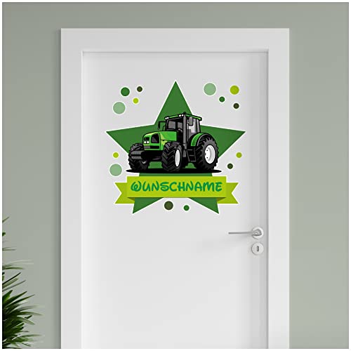 Finest Folia personalisierbarer Türaufkleber Wandtattoo Kinderzimmer für Tür Wand Mädchen Jungen Wandaufkleber mit Wunschname Wunschtext Türschild Aufkleber (04 Traktor) von Finest Folia