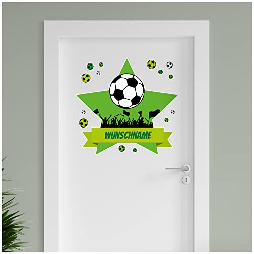 Finest Folia personalisierbarer Türaufkleber Wandtattoo Kinderzimmer für Tür Wand Mädchen Jungen Wandaufkleber mit Wunschname Wunschtext Türschild Aufkleber (07 Fußball) von Finest Folia