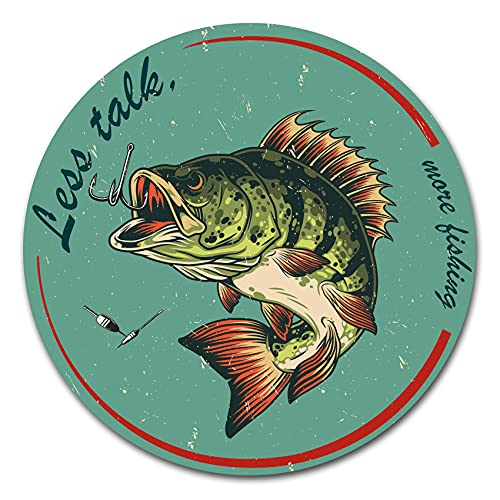 Fisch Aufkleber im Retro Stil 10x10cm Angeln Fischen Vintage Sticker für Auto Boot Angelkoffer Angel Zubehör wetterfest R165 (02 Barsch, Less talk) von Finest Folia