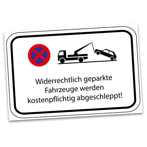 Hinweisschild 20x30cm Alu Verbundplatte für Zaun Tor Tür Pfosten wetterfest Aluminium Schild ohne Bohrungen Parkplatzschild (03 Parkverbot quer) von Finest Folia