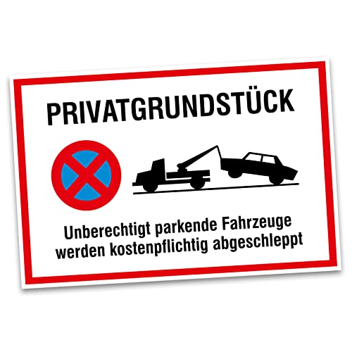 Hinweisschild 20x30cm Alu Verbundplatte für Zaun Tor Tür Pfosten wetterfest Aluminium Schild ohne Bohrungen Parkplatzschild (04 Privatgrundstück) von Finest Folia