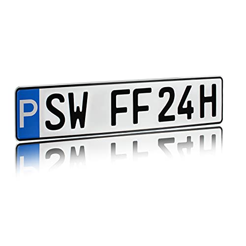 Individuelles Parkplatzschild 520x110mm mit P-Symbol aus Aluminium Wunschkennzeichen mit eigenem Text Wunschname für Parkplatz Schild (03 P - Wunschkennzeichen) von Finest Folia