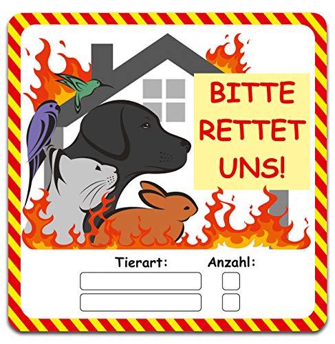 Tierfinder 2er Set Aufkleber Brandschutz Leitsystem für Feuerwehr Notfall Brand Rettung Haustiere Hund Katze Kleintiere Sticker Tür Fenster R119 (PVC Folie) von Finest Folia