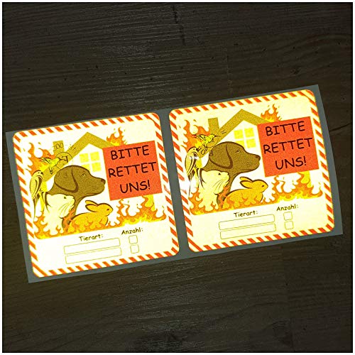 Tierfinder 2er Set Aufkleber Brandschutz Leitsystem für Feuerwehr Notfall Brand Rettung Haustiere Hund Katze Kleintiere Sticker Tür Fenster R119 (Reflektierende Folie) von Finest Folia