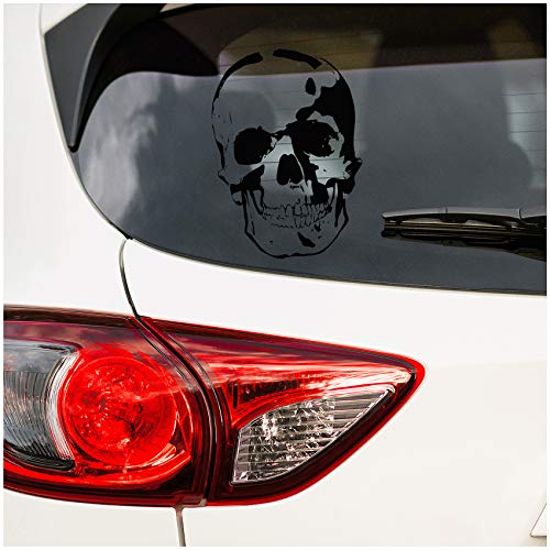 Totenkopf Aufkleber - Finest Folia Sticker Auto Boot Motorrad Caravan Dekor K065 (Schwarz Glanz, 30cm x 21cm) von Finest Folia
