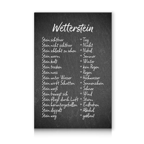 Wetterstein Wetterstation 20x30cm Alu Verbundplatte für Garten Balkon Deko Tafel beschriftet lustig Schild Stein Dekoration wetterfest RV010 (Motiv 01, Alu Platte) von Finest Folia