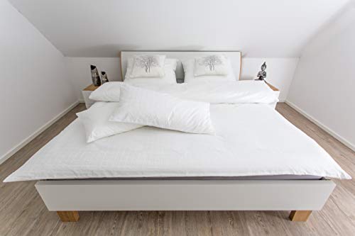 Finest Linen Bettwäsche-Set, weiß, Karo-Design, 100% gekämmte Baumwolle, Premium Hotel Kollektion (155 x 220 cm) von Finest Linen