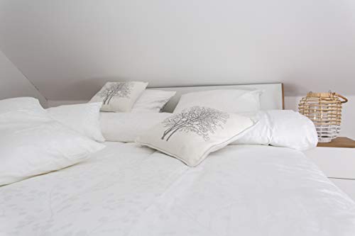 Finest Linen Jacquard-Bettwäsche-Set, 100% gekämmte Baumwolle, weiß, florales Design, Premium Hotel Kollektion (155 x 220 cm) von Finest Linen