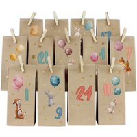 Adventskalender Set Hasen Bogen Mit Papiertüten Und Holzklammern Y067 von FinestFolia