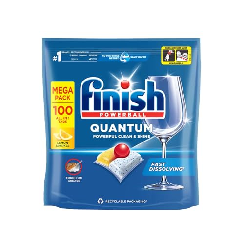 Finish Quantum Infinity Shine Spülmaschinentabs Bulk | Duft: Zitrone | Größe:100 Spülmaschinentabs | Für Sparkling Clean (Zitrone) von Finish