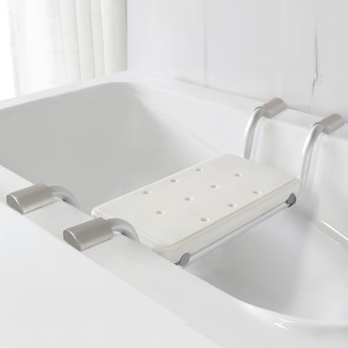 Sicherer Badewannensitz für Senioren mit Anti-Rutsch Silikonkissen - Duschbank 2-Fach breitenverstellbar, Stabiler Aluminiumrahmen - schont Badewannenoberfläche-Grau von FinityPro