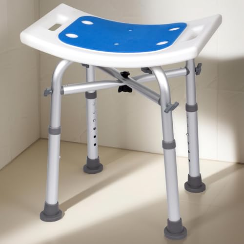 Stabiler Duschhocker mit Kreuzstrebe für Badewanne & Dusche, höhenverstellbar bis 54 cm, Duschstuhl für Senioren, belastbar 160 kg, rutschfest mit Eva-Sitz von FinityPro