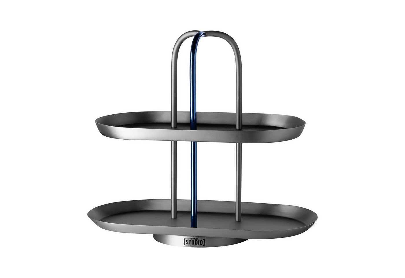 Fink Studio Etagere UPPER EAST 2er Etagere - blau-grau - Edelstahl - H. 27cm x B. 31cm, Edelstahl , lackiert, (1x Etagere, Etagere - Cupcake Ständer - Servierplatte - Tortenplatte), Etagere Cupcake Ständer Servierplatte Tortenplatte 3-stöckig von Fink Studio