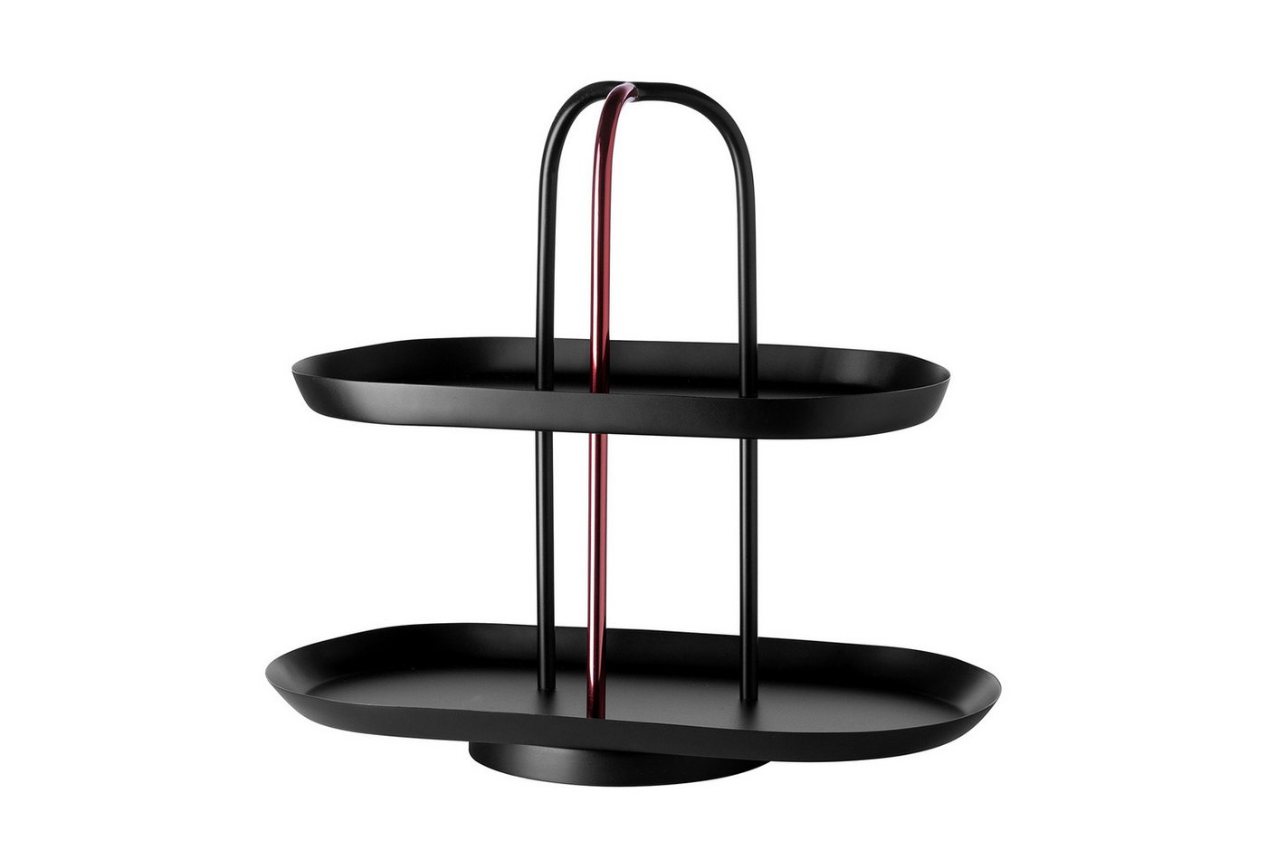 Fink Studio Etagere UPPER EAST 2er Etagere - rot-schwarz - Edelstahl - H. 27cm x B. 31cm, pulverbeschichtet, (1x Etagere, Etagere - Cupcake Ständer - Servierplatte - Tortenplatte), Etagere Cupcake Ständer Servierplatte Tortenplatte 3-stöckig von Fink Studio