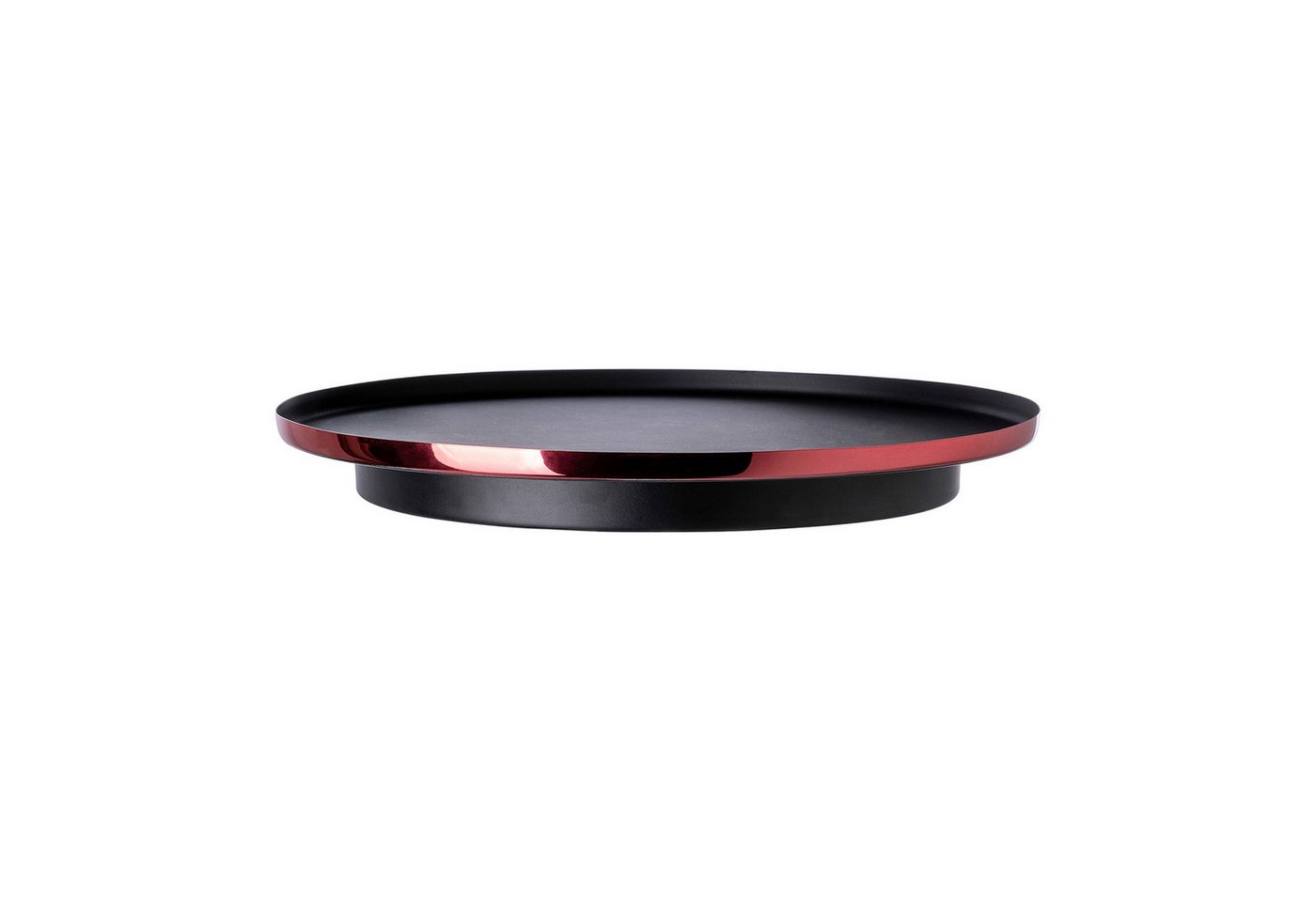 Fink Studio Servierteller POP ART Tablett - rot-schwarz - Aluminium, Edelstahl - H. 6cm x Ø 30cm, Aluminium, Edelstahl , pulverbeschichtet, (1x Tablett, Servierbrett - Servierplatte - Brettchen - Abstellbrett), Multifunktionales Servierbrett - Trageplatte & Abstellbrett von Fink Studio