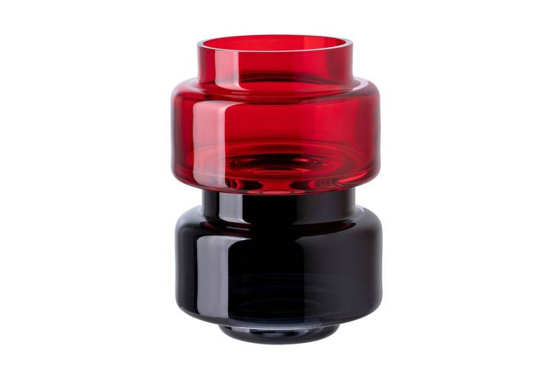 Fink Studio Teelichthalter NICE ONE 2er Set Teelichthalter - rot-schwarz - Glas - H.7cm x Ø 9,5cm (2er Set, 2 St), Kerzenhalter & Teelichtständer für stimmungsvolles Licht von Fink Studio