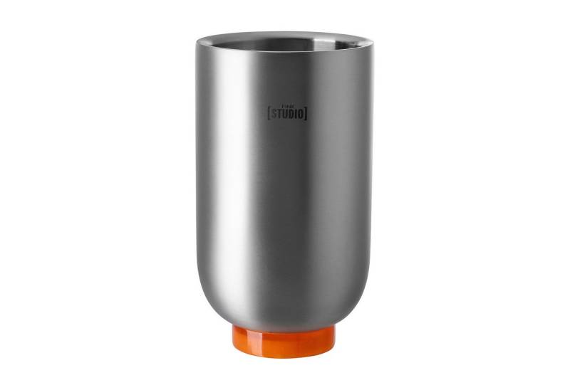 Fink Studio Weinkühler ICE LOVE Weinkühler - grau-orange - Edelstahl - H. 21cm x Ø 12,3cm, Weinflaschenkühler & Champagnerkühler - Weintemperierer Deluxe von Fink Studio