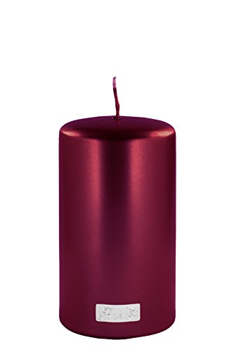 Fink [W2404] Candle/Stumpenk., metallic dunkelrot,get./H.15,D.8 von Fink