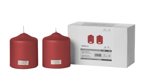FINK 2er Set Stumpenkerzen rot metallic - aus Paraffin - Brenndauer je ca 40 Stunden - Adventskerze Kerze Adventskranz Ø 8 Höhe 10 cm FINK 2er Set Stumpenkerzen rot metallic - aus Paraffin - Brenndauer je ca 40 Stunden - Adventskerze Kerze Adventskranz Ø 8 Höhe 10 cm von Fink