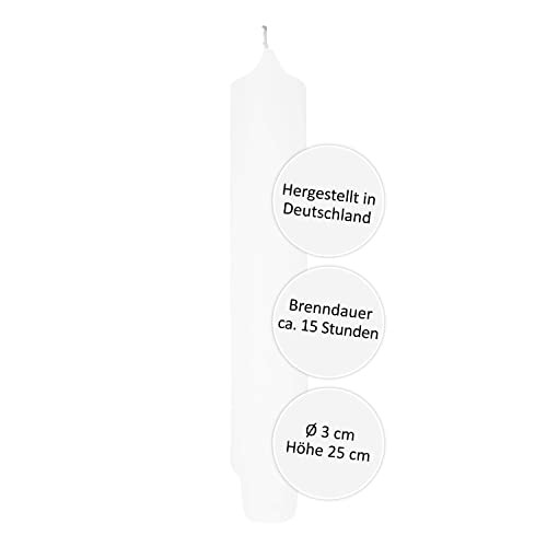 FINK Stabkerze Tafelkerze Tischkerze - weiß für festliche Tischdekoration Silvester 2022 - lange Brenndauer ca 15 Stunden - H 25 cm D 3 cm FINK Stabkerze Tafelkerze Tischkerze - weiß für festliche Tischdekoration Silvester 2022 - lange Brenndauer ca 15 Stunden - H 25 cm D 3 cm von Fink