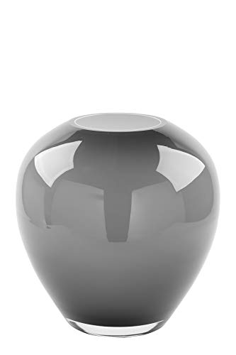 FINK Tulpen Vase Losone - aus Glas mundgeblasen - Deko Frühling - Opal grau H 20cm D 20 cm von Fink