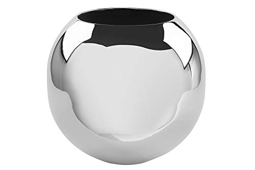 FINK Vase für Tulpen Tulpenvase Moon - Metall vernickelt glänzende Silberne Oberfläche Deko Frühling H 13 cm von Fink