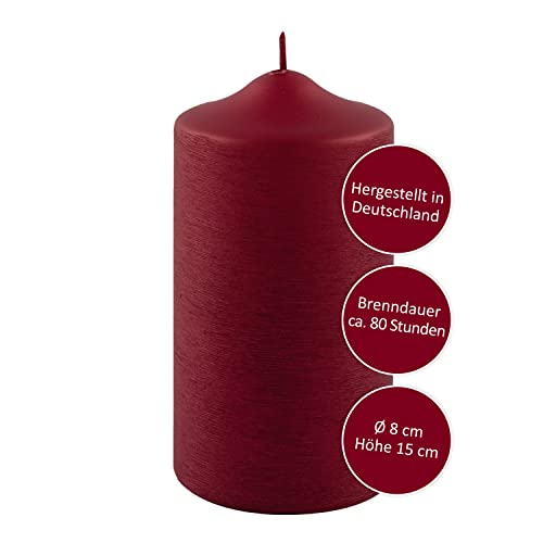 FINK dunkelrote Kerzen für Advent Nikolaus Weihnachten - rußarm - lange Brenndauer ca 80 Stunden - Weihnachtsdeko H 15 D 8 cm FINK dunkelrote Kerzen für Advent Nikolaus Weihnachten - rußarm - lange Brenndauer ca 80 Stunden - Weihnachtsdeko H 15 D 8 cm von Fink