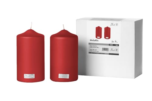 Fink 2er Set Stumpenkerzen rot metallic - aus Paraffin - Brenndauer je ca 80 Stunden - Adventskerze Kerze Adventskranz Ø 8 Höhe 15 cm Fink 2er Set Stumpenkerzen rot metallic - aus Paraffin - Brenndauer je ca 80 Stunden - Adventskerze Kerze Adventskranz Ø 8 Höhe 15 cm von Fink