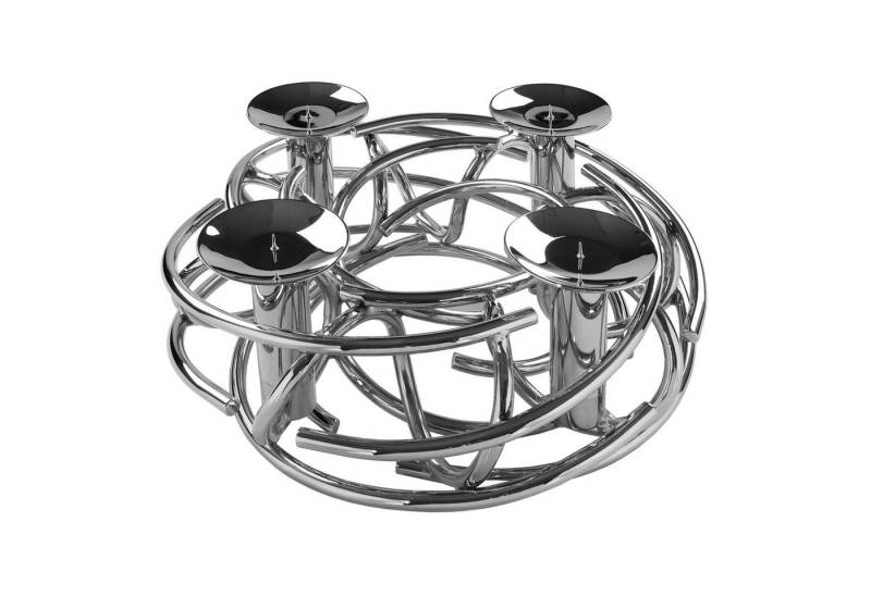 Fink Adventskranz CORONA Kranz - silber - Aluminium/Edelstahl - H. 15cm x Ø40cm - Advent, Schraubbarer Advents- & Weihnachtskranz - Deko für Weihnachten von Fink