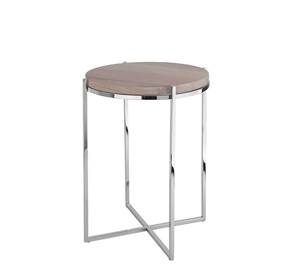 Fink Beistelltisch BRIXTON Beistelltisch - H.41cm x D.35cm - lasiert/silber - Edelstahl (Dekotisch - kleiner Tisch), Moderner Sofatisch: Vielseitiger Ablagetisch, max. 20 kg belastbar von Fink