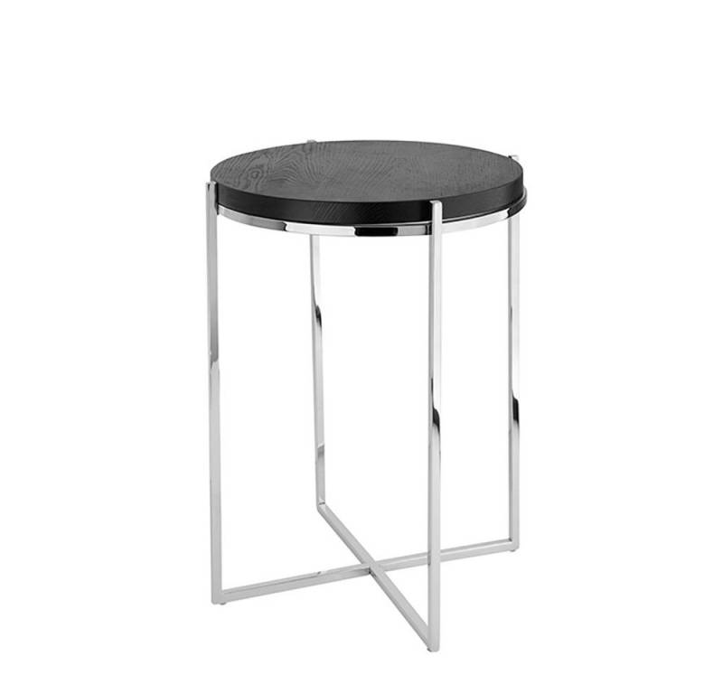 Fink Beistelltisch BRIXTON Beistelltisch - H.41cm x D.35cm - schwarz/silber - Edelstahl (Dekotisch - kleiner Tisch), Moderner Sofatisch: Vielseitiger Ablagetisch, max. 20 kg belastbar von Fink