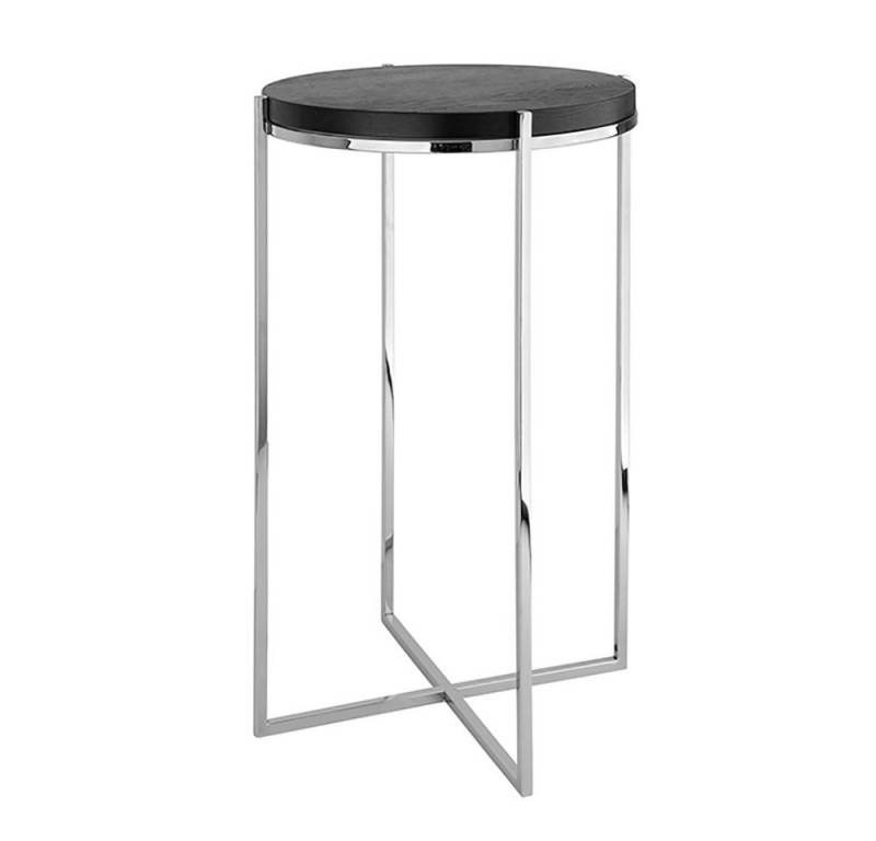 Fink Beistelltisch BRIXTON Beistelltisch - H.52cm x D.35cm - schwarz/silber - Edelstahl (Dekotisch - kleiner Tisch), Moderner Sofatisch: Vielseitiger Ablagetisch, max. 20 kg belastbar von Fink