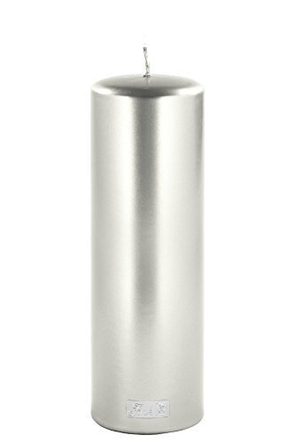 Fink Candle Stumpenkerze Metallic aus Paraffin in der Farbe Silber, Maße: 8cm x 8cm x 25cm, 123759 von Fink