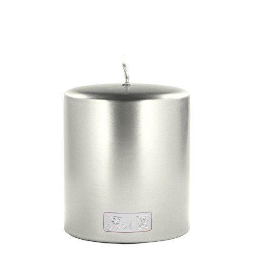 Fink - Candle/Stumpenkerze/Kerze - metallic/Stein - Silber - getaucht - Höhe 10 cm - Ø 8 cm von Fink