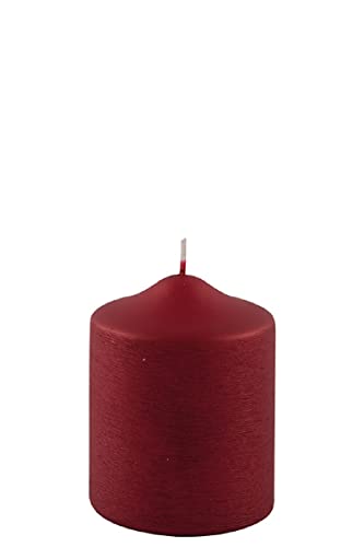 Fink Candle/Stumpenkerze,gebürstet,rot/H.10,D.8cm von Fink