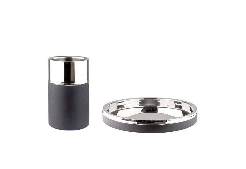 Fink Cocktail-Set ANDOR - Tablett + Kühler aus Edelstahl - silber-grau - Servierset, (2er Set, 2 Stück), Geschenkset - Flaschenkühler - Dekotablett - Flaschenhalter Dekoplatte von Fink