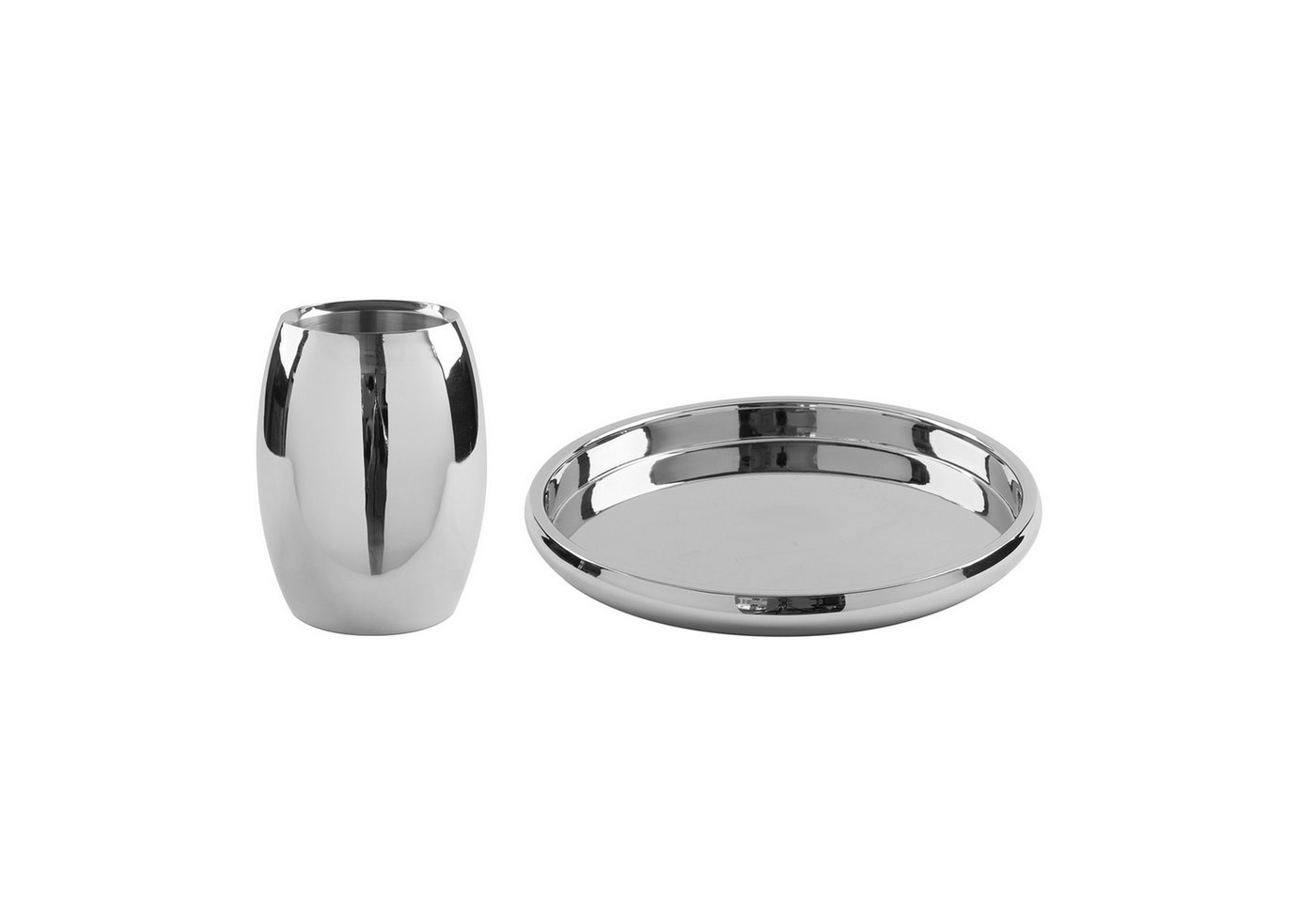 Fink Cocktail-Set APOLLO - Tablett + Kühler aus Edelstahl - silber - Servier- & Dekoset, (Barset bestehend aus Weinkühler und Tablett, 2er Set), Geschenkset - Flaschenkühler - Dekotablett Dekoplatte - Flaschenhalter von Fink