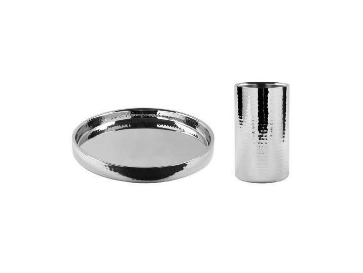 Fink Cocktail-Set KALAS - Tablett + Kühler aus Edelstahl - silber - Servier- und Dekoset, (2er Set, 2 Stück) von Fink