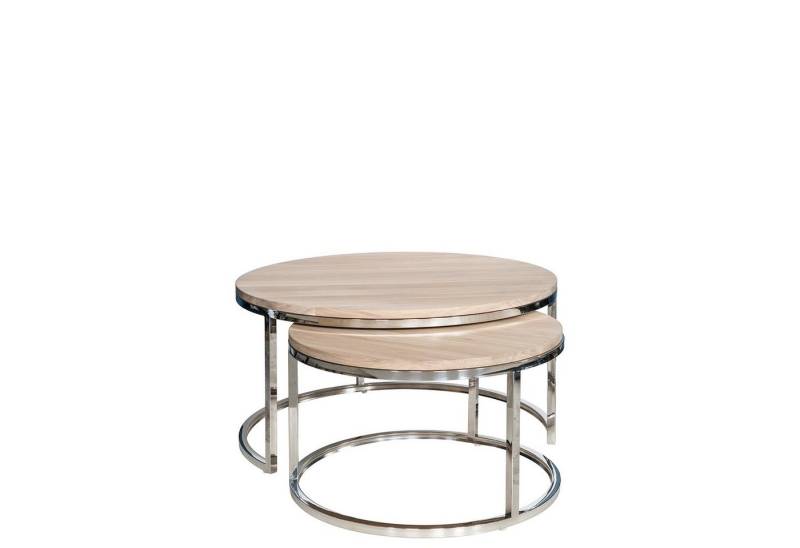Fink Couchtisch MINOU Couchtisch 2er Set - H.42cm x B.55cm - weiß - Edelstahl/Eiche (Loungetisch - Sitzbeistelltisch, Loungetisch - Sitzbeistelltisch), Moderner Sofatisch: Ablagetisch & Couchtisch, max. 30 kg belastbar von Fink