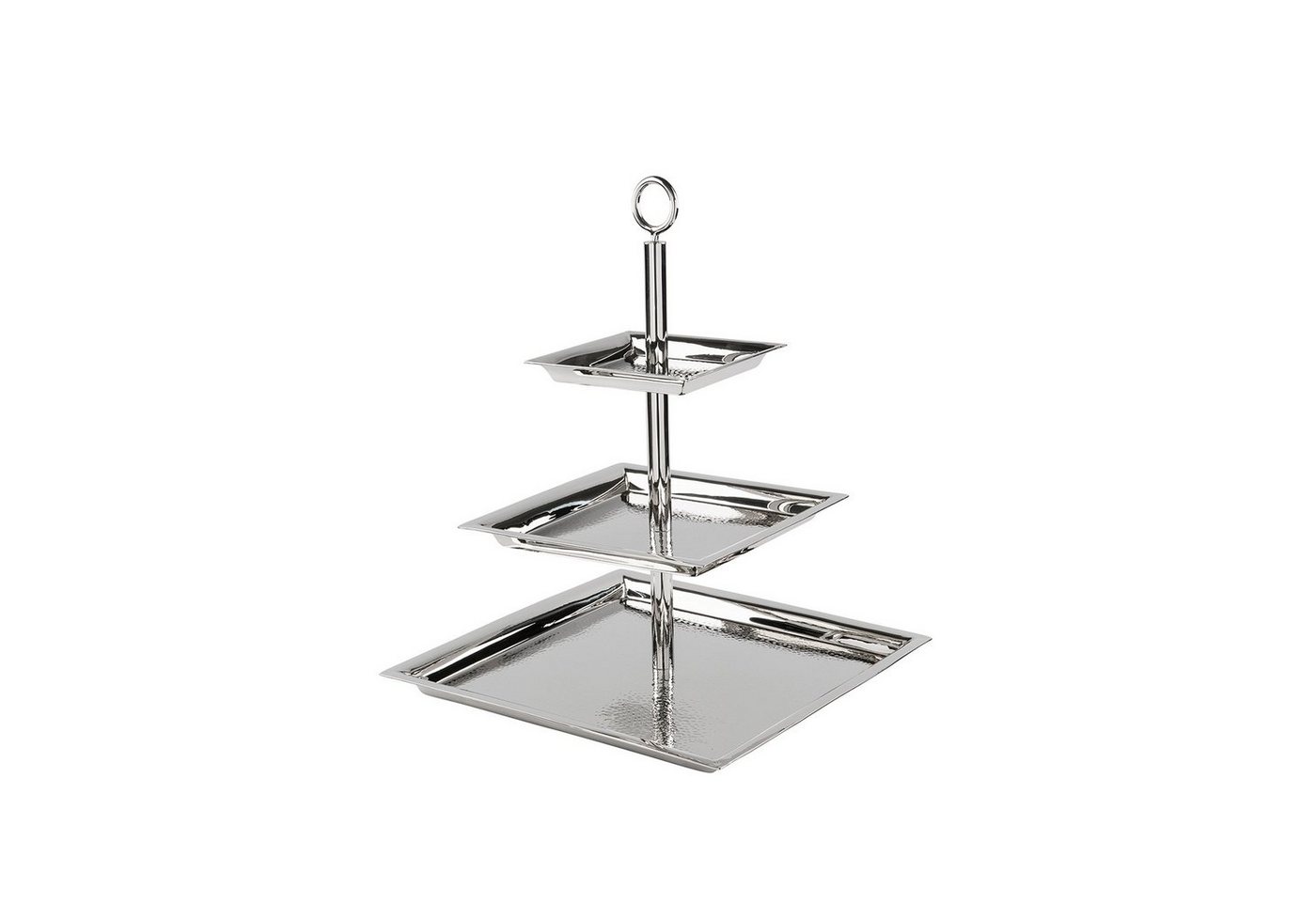 Fink Dekoetagere 3er Etagere NAGANO - silberfarben - Edelstahl - H.44cm x B.34cm (Fixierstab + Platten), lebensmittelgeeignet von Fink