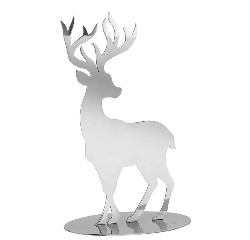 Fink Dekofigur JASPER Hirschfigur - Edelstahl in silber - H. 15cm - Dekofigur (Figur - Schmuckfiguren), Stilvolle Figuren Tischdeko - Wohnaccessoire Tischfigur von Fink