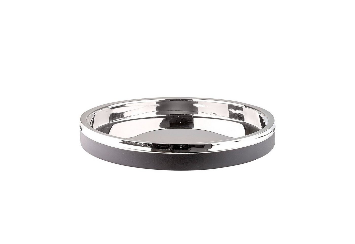 Fink Dekotablett ANDOR Tablett - schwarz, silberfarben - Edelstahl - H. 4cm x D. 32cm (1xTablett, 1 St., Serviertablett - Tableau), Servierbrett/Trageplatte: Outdoor-geeignetes Abstellbrett/Brettchen von Fink