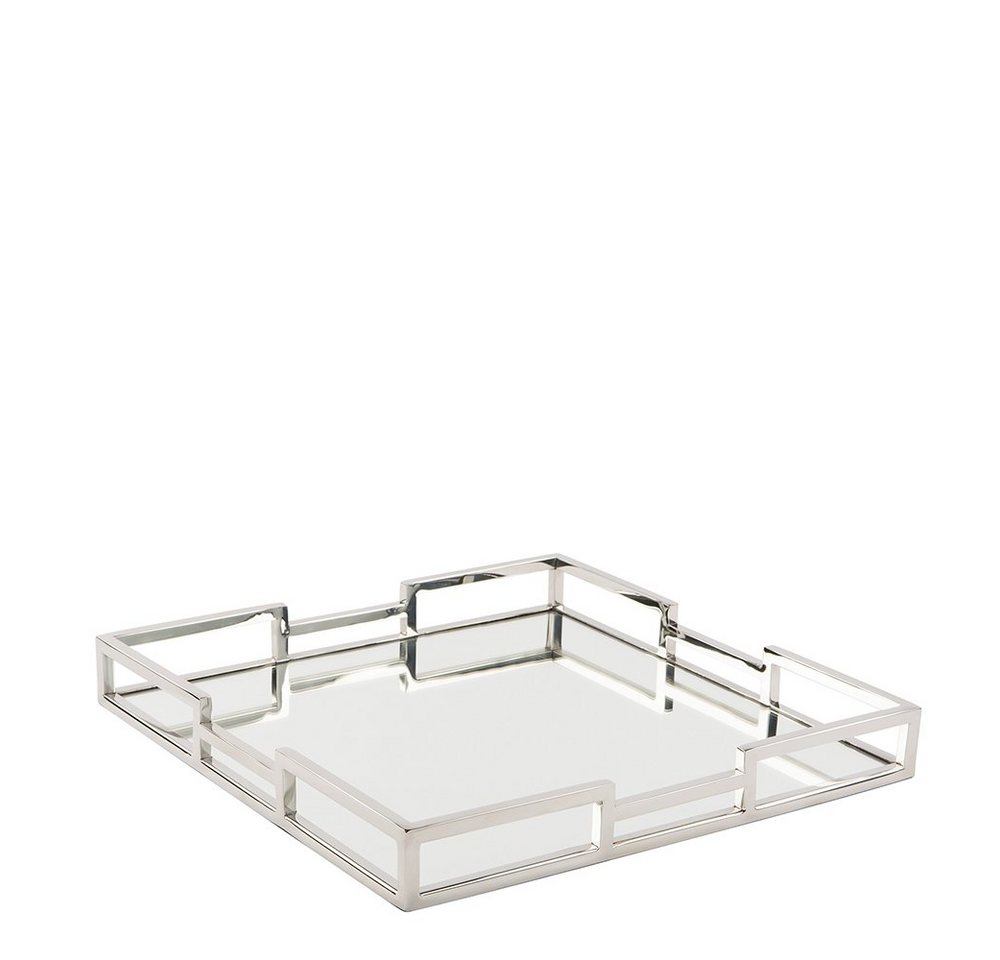 Fink Dekotablett HOMMAGE Tablett + Spiegeleinsatz - silber Edelstahl - H.5cm x B.40cm (Dekotablett - Kerzentablett), Serviertablett Deko Tablett - Elegante Servierplatte Dekoplatte von Fink