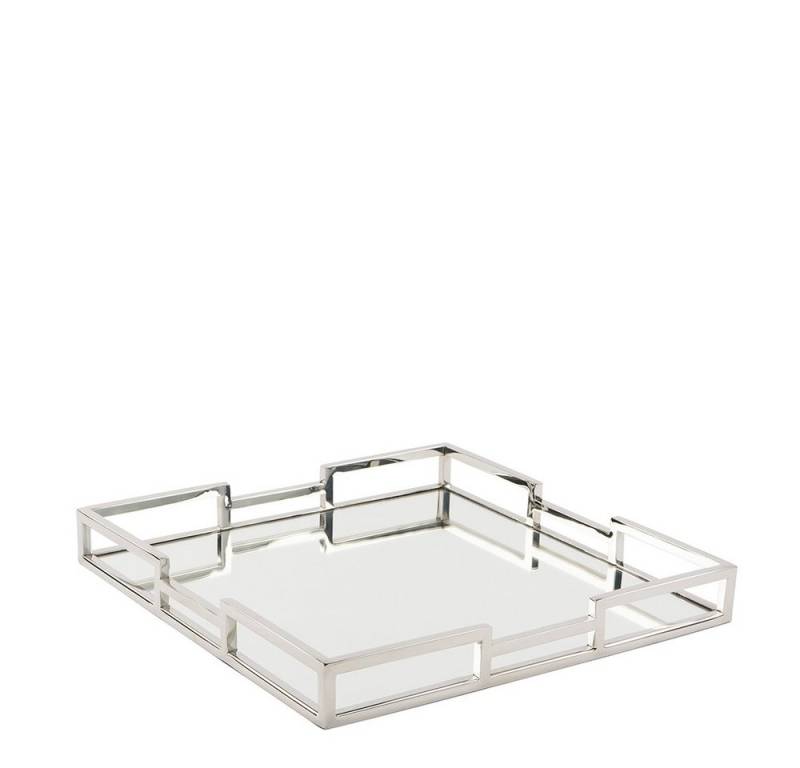Fink Dekotablett HOMMAGE Tablett + Spiegeleinsatz - silber Edelstahl - H.5cm x B.40cm (Dekotablett - Kerzentablett), Serviertablett Deko Tablett - Elegante Servierplatte Dekoplatte von Fink